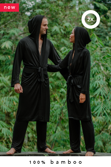2x 100% bambus kimono + 2x lounge pants kombination (sonderanfertigung in Bali + naturfarbstoff) -25% OFF